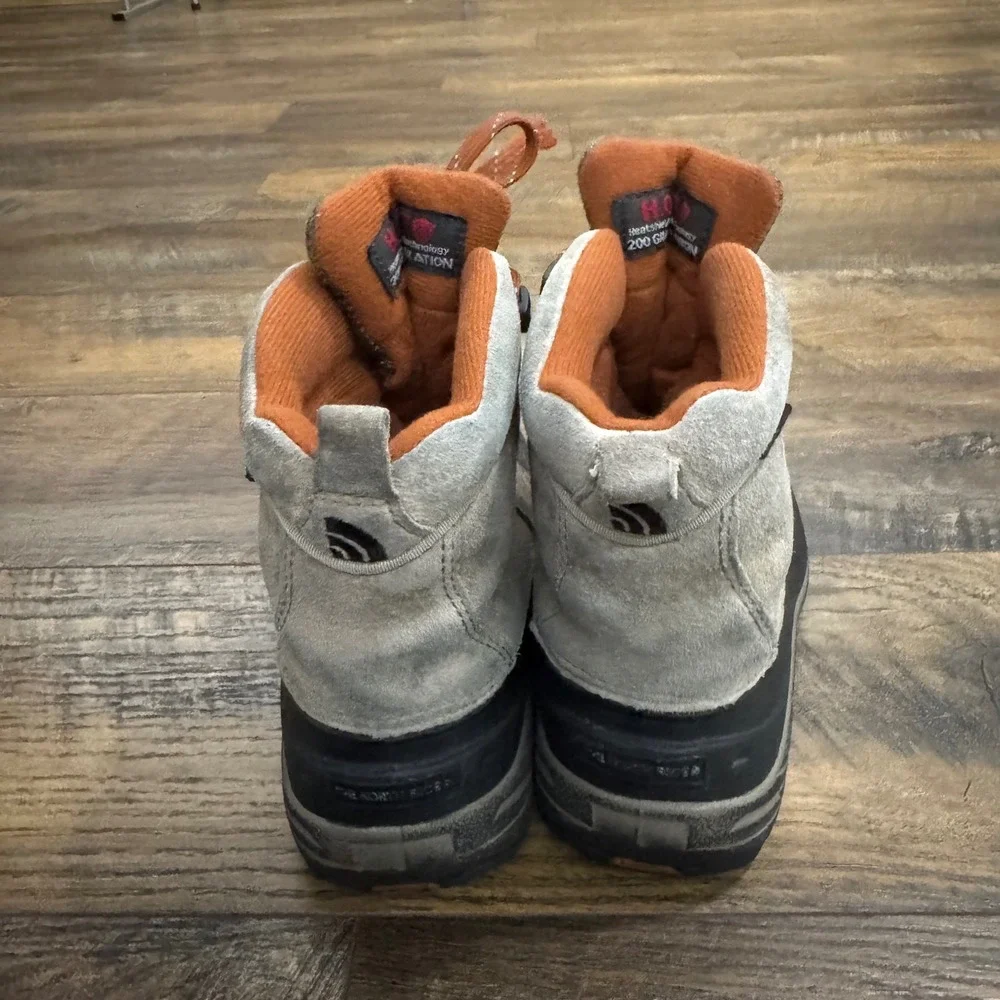 The‎ North Face Boys Insulated Waterproof Winter Snow Boots Gray Orange Size 1